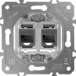 Donel D16  Механизм розетки RJ45 + RJ45 (двойная) cat.5e/ClassE-8