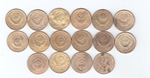 Набор 5 копеек (16 шт)1928,30-32,38-41,46,49,52-57(1) VF+