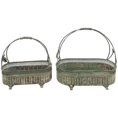 Набор из 2-х подносов "Антик грин" 27x12x26см/32,5x17,5x29см Металл