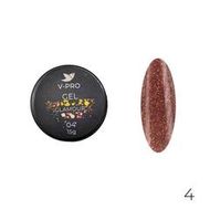 04Гель UV моделирующий V-PRO Glamour 15g со светоотраж.частичками