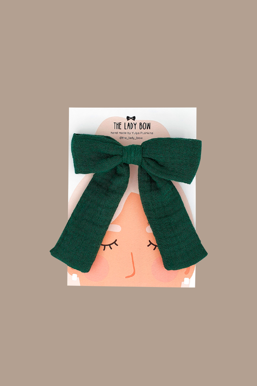 Бант из муслина, английский зеленый / Lady bow