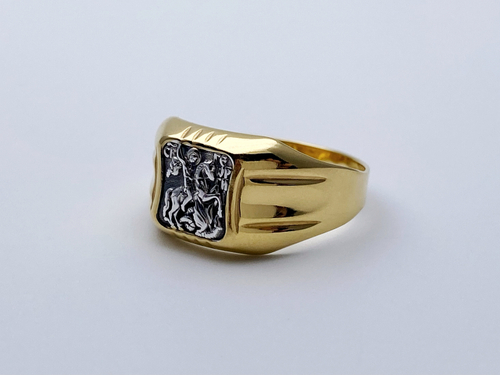 Кольцо из серебра/Позолота/Георгий Победоносец