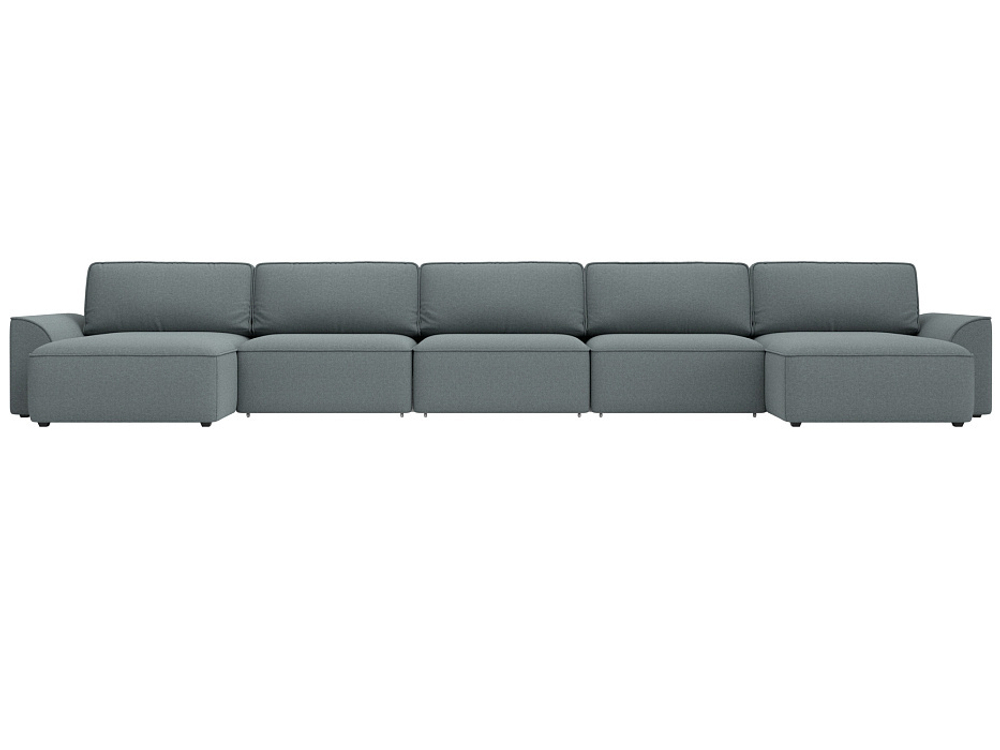 Диван П-образный Лига-048 НПБ МегаЛонг, Амур 07 серый, Рогожка, 128316