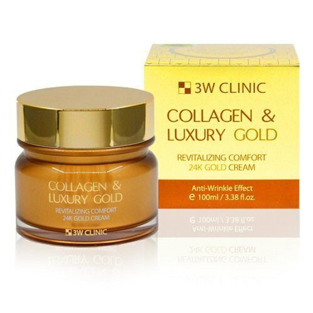 3W Clinic Collagen & Luxury Gold Cream Крем омолаживающий с коллагеном и золотом 100мл