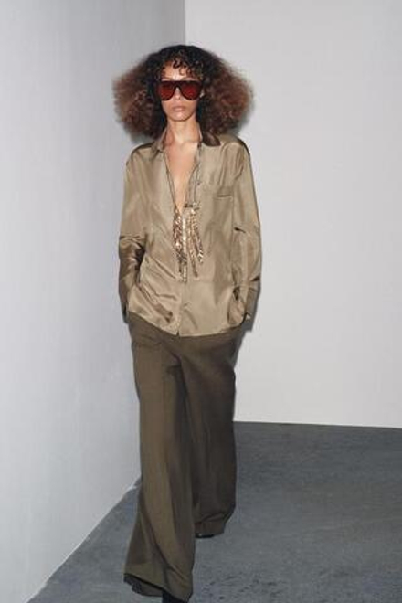 ZARA БРЮКИ В СТИЛЕ МИНИМАЛ — ZW COLLECTION, КОРИЧНЕВЫЙ