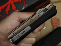 Нож Microtech 184-10 GLYKON BR Tanto T/E - коричневые вставки, клинок сатин танто