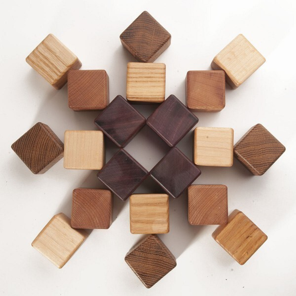 Деревянные кубики 5 пород , 20 шт Леснушки