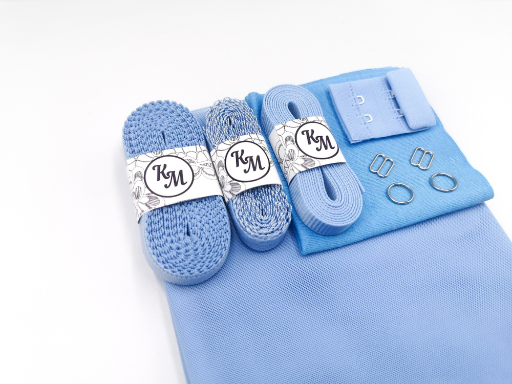 Набор. Бралетт и трусики из эластичной сетки, голубой