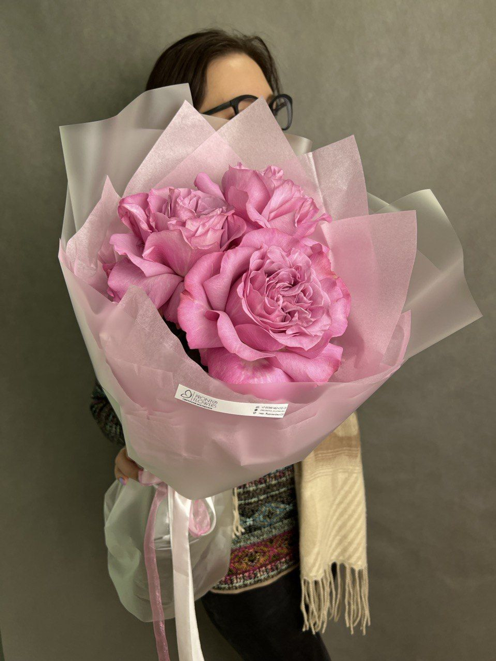 Французские розы , цвет розовый , 3 штуки