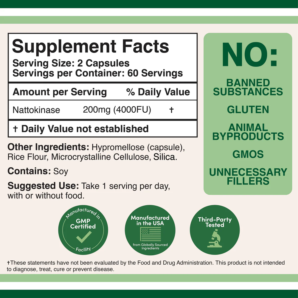 Double Wood Supplements - Nattokinase - 120 x 100 mg capsules
