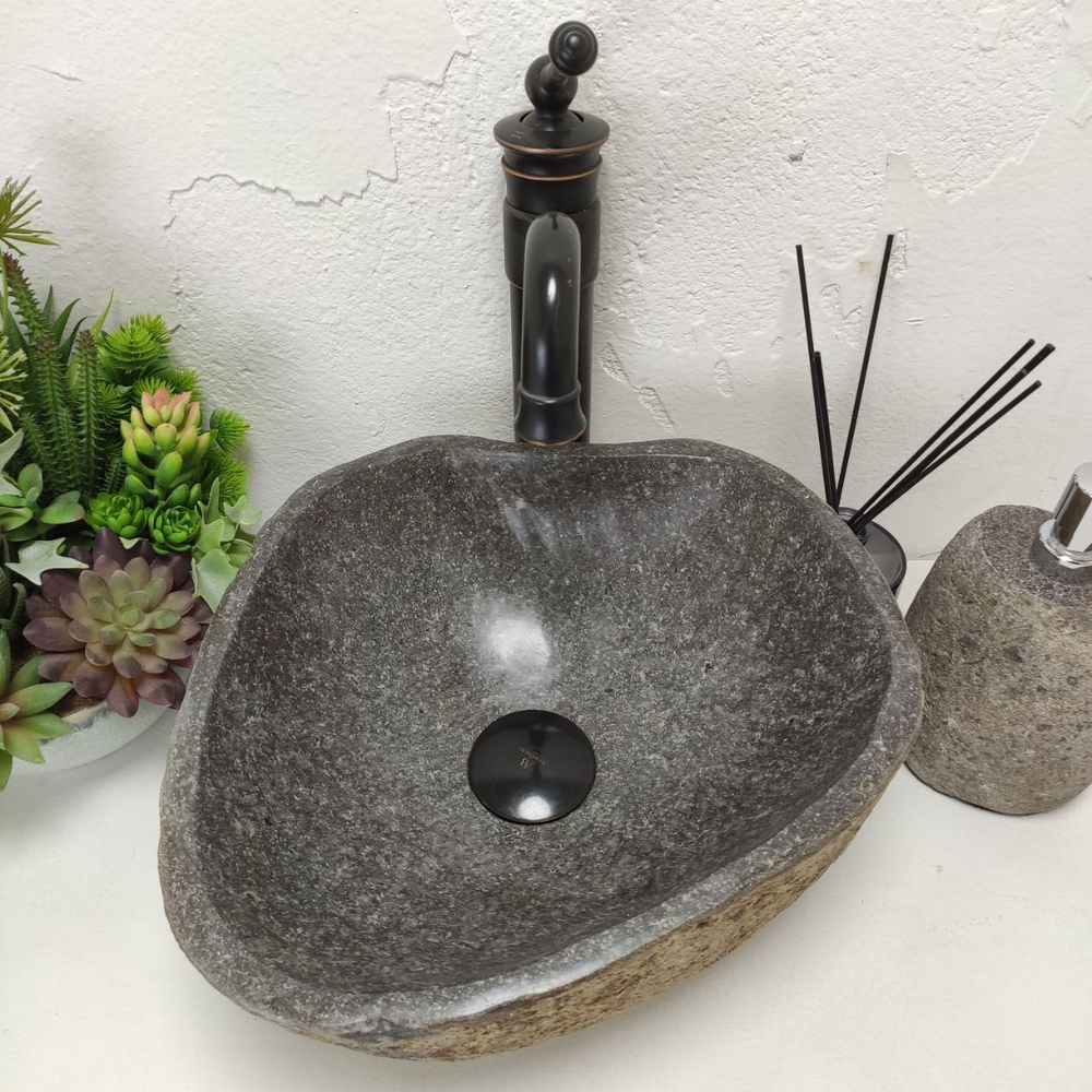 Раковина из речного камня RS61452 (32*32*15)