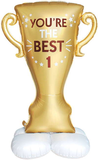 Шар 3D (61''/155 см) Фигура на подставке, Кубок, Ты Лучший, №1, Золото, Сатин