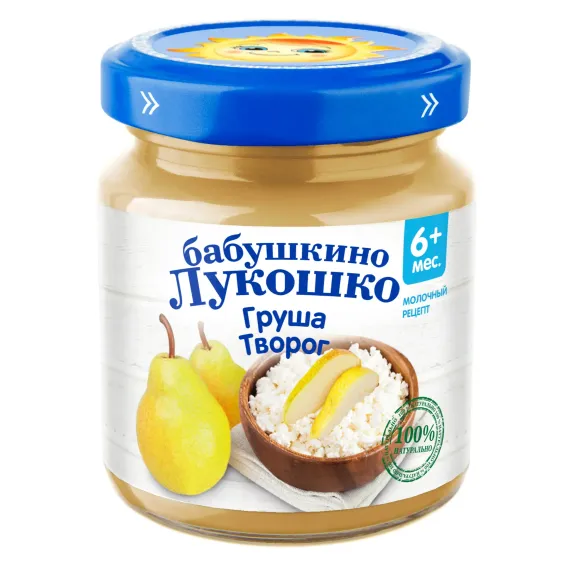 Пюре Бабушкино лукошко груша-творог 100г с 6 месяцев