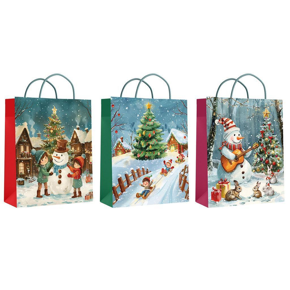 Пакет ламинированный "Новогодний снеговик" 26*32*12 см, 210 гр/м2 (Центрум)