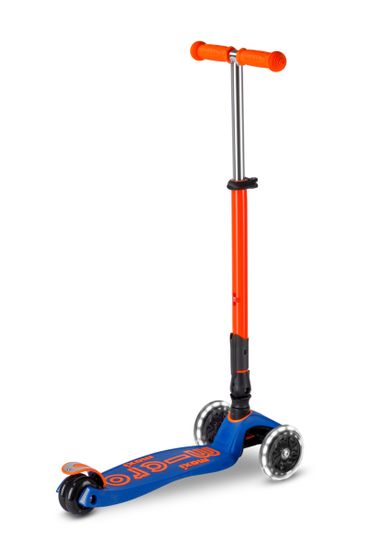 Самокат Maxi Micro Deluxe LED складной, синий/оранжевый неон