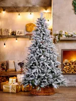 Заснеженная елка с шишками «ile Grande» (Литая+пвх) 240 см / 2,4 м