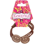 Резинки для волос 2шт «ФАНТЕЭГРО», смайлики, цвет черный, молочный и коричневый, d-5.5см (Кокетка)