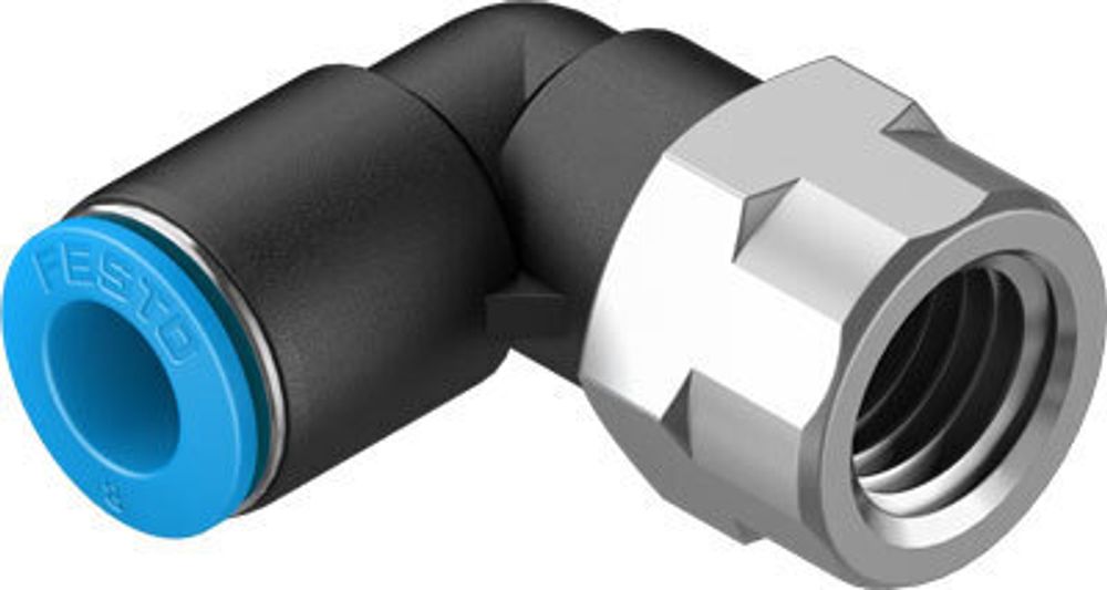 QSLF-1/4-8-B Угловой штуцер с цанговым зажимом и резьбой