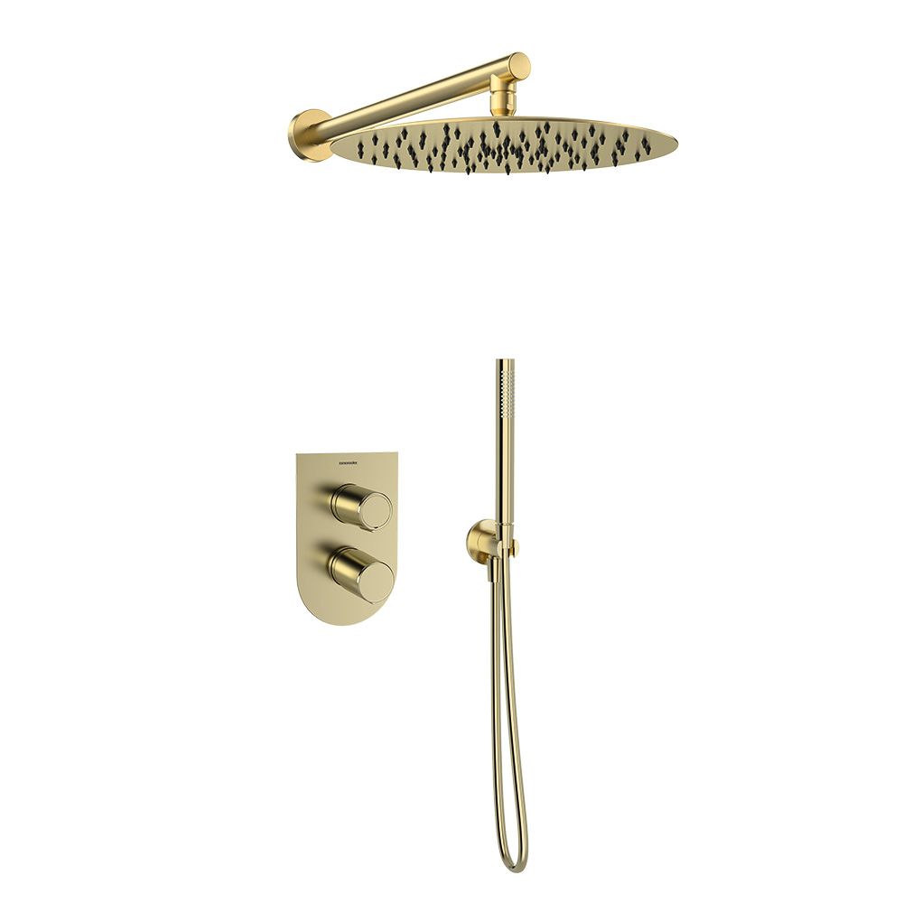 Встраиваемый смеситель для душа с тропическим и ручным душем TZAR K3415022OC золото