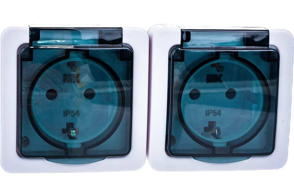 Розетка 2-местная для открытой установки РСб22-3-ГПБд с заземлением IP54 ГЕРМЕС PLUS  IEK