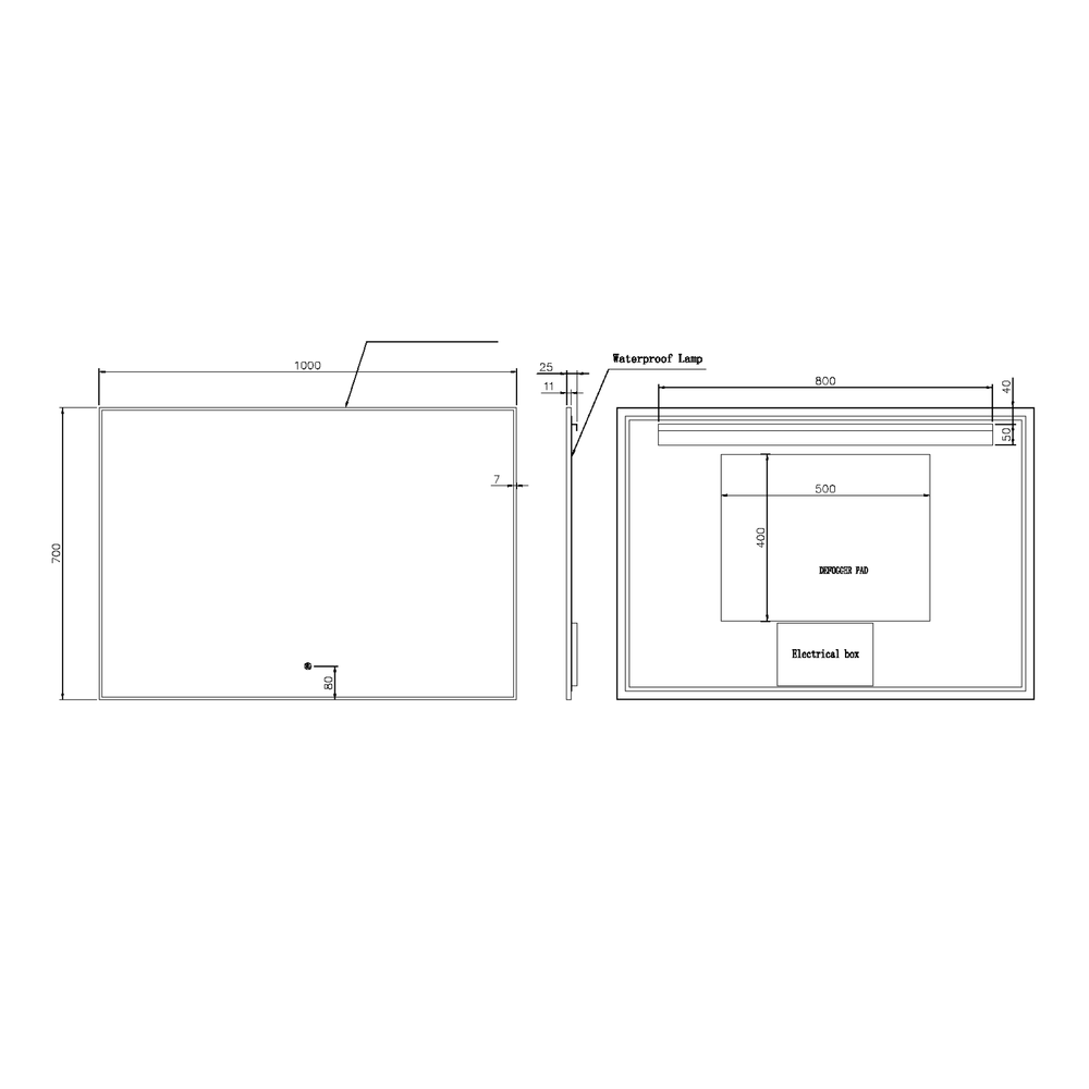 Зеркало прямоугольное Armadi Art Modern 100*70см 543-100-MG подсветка, сенсор, антизапотевание, MATT GOLD