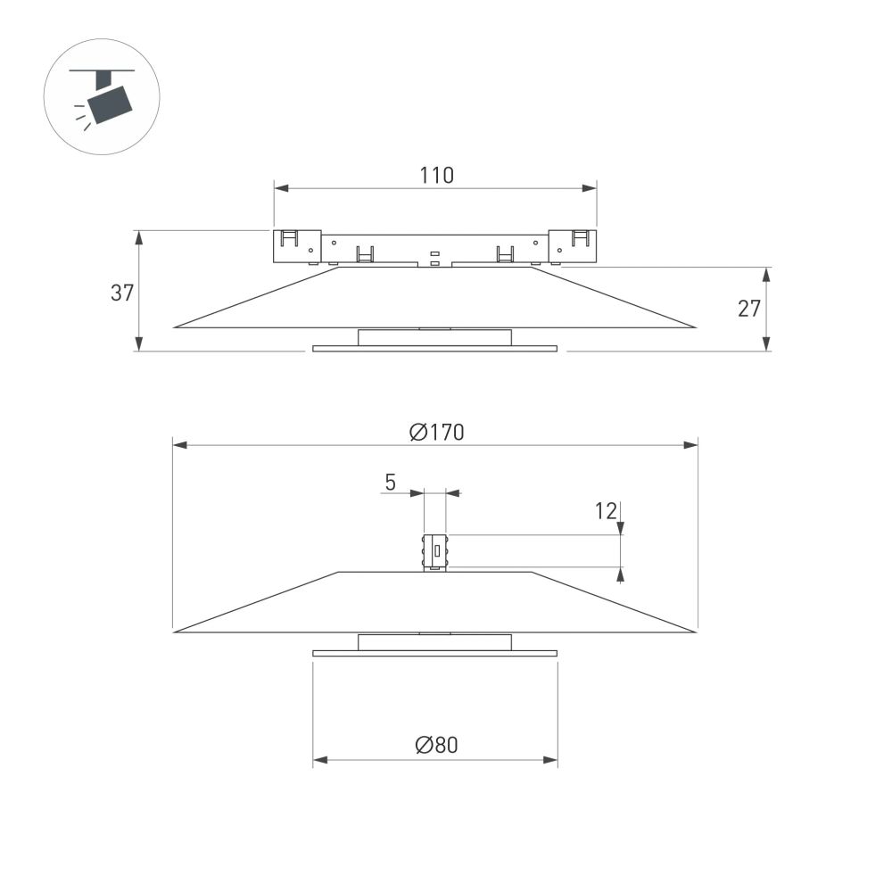 Светильник MAG-MICROCOSM-VINYL-R170-7W Warm3000 (BK, 150 deg, 24V) (Arlight, IP20 Металл, 5 лет) 051782