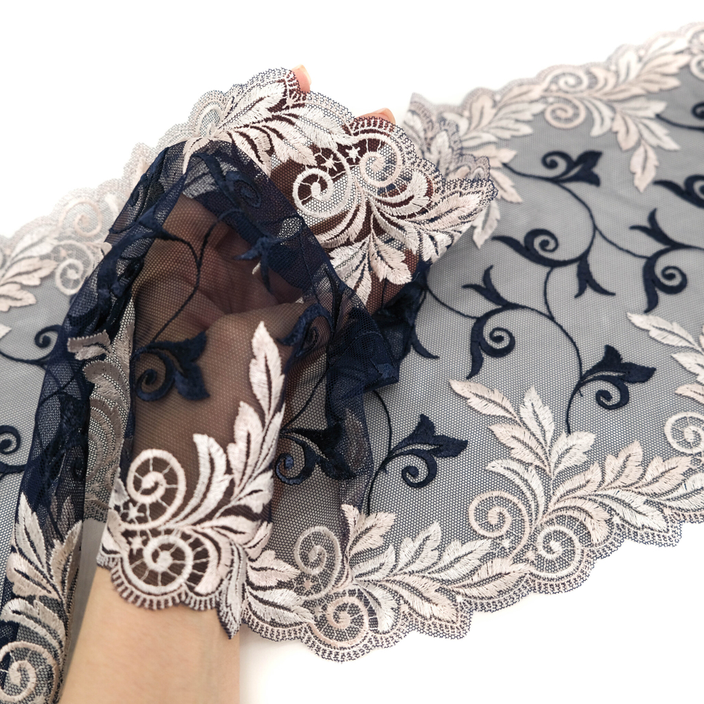 Вышивка на сетке Adeline СИНИЙ/ПУДРА, 21,5см