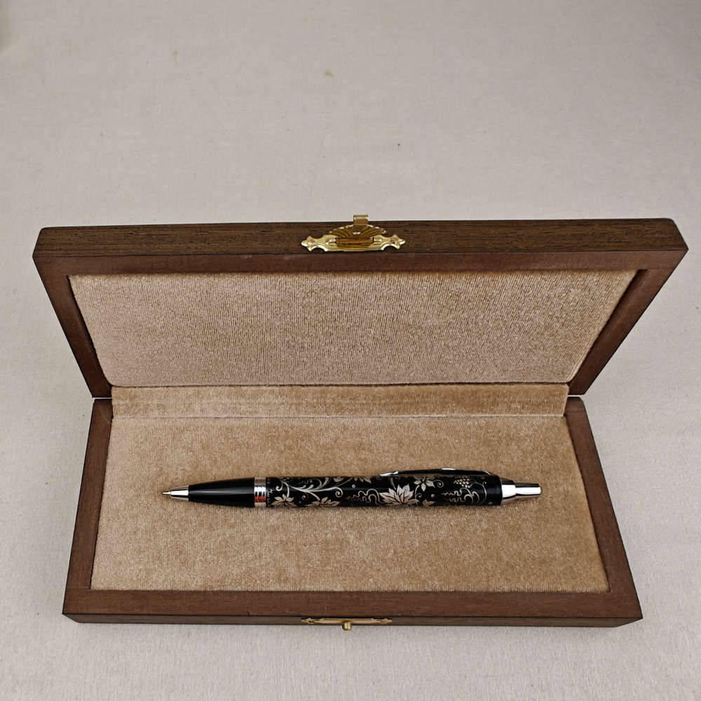 Ручка шариковая с ручной росписью Палех "Роскошный виноград" в футляре