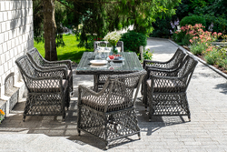 "Латте" обеденная группа плетеная, цвет графит
