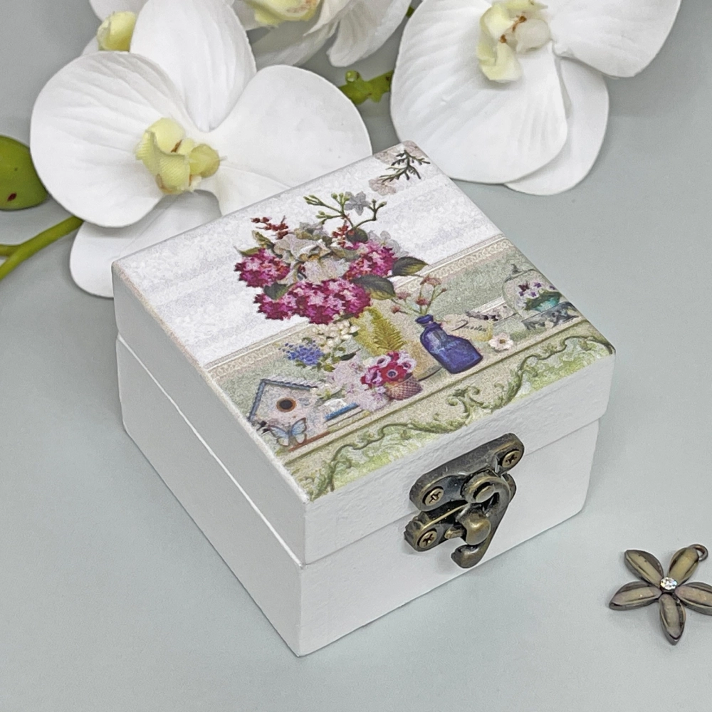 Шкатулка деревянная с зеркалом «МАРЦИПАН», ароматная вербена, 6.5*6.5*4.5см (в коробке)