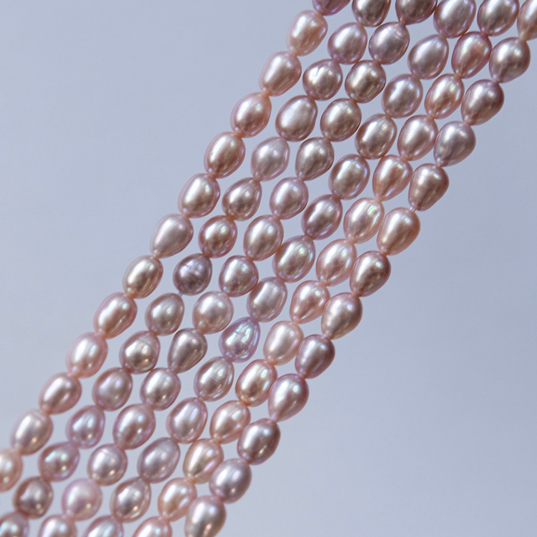 Жемчуг культивированный рис натуральный A++ Grade, лилово-розовый, 5-6*4,5мм