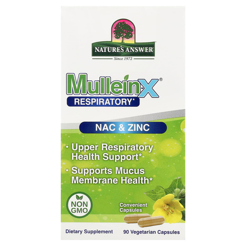 Nature's Answer, MulleinX® Respiratory, NAC и цинк, 90 вегетарианских капсул