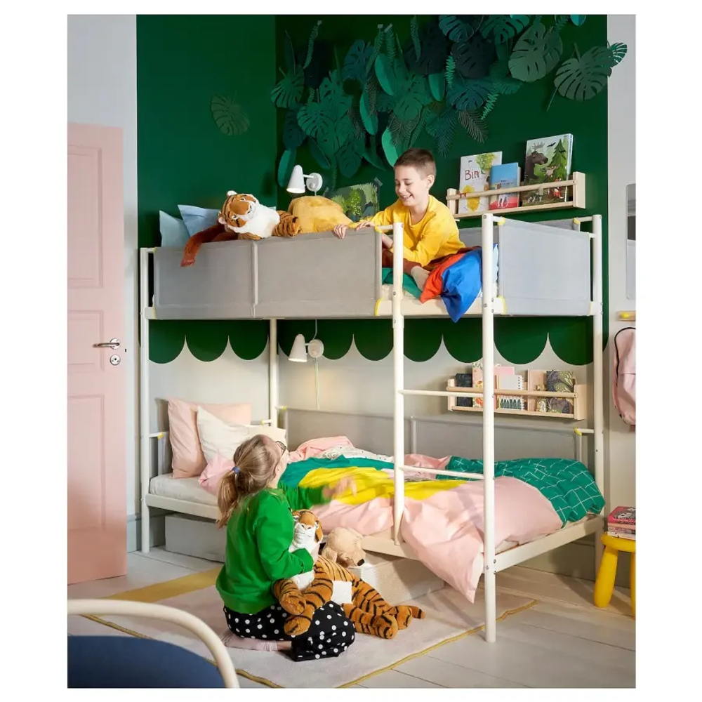Кровать двухъярусная - IKEA VITVAL/ВИТВАЛ ИКЕА, 90x200 см, серый/белый