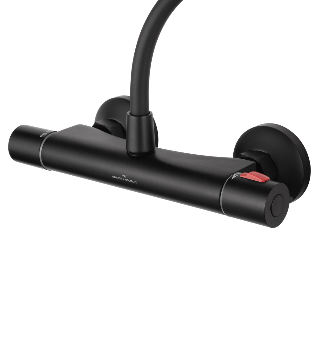 Смеситель для душа с термостатом WONZON & WOGHAND INN 5, Черный матовый (WW-B1005-A-MB)