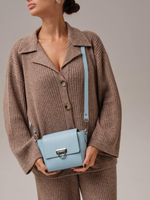 Сумка кожаная кросс-боди светло-голубой/соло