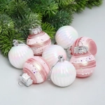 Набор шаров «Восхищение» 5 см (в наборе 8 шт), Белый, розовое золото