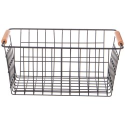 КОРЗИНА С ДЕРЕВЯННЫМИ РУЧКАМИ ЧЕРНАЯ 30,5*21*14 СМ (КОР=12ШТ)