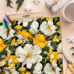 Ткань премиум габардин гипнотический цветник