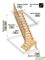 Лестница на второй этаж К-031м/3 Левая