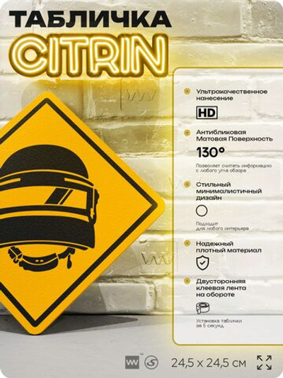 Табличка декоративная "PUBG: Battlegrounds" на дверь и стену, прикольная штука в подарок геймеру, декоративный знак, 24,5х24,5 см, Айдентика Технолоджи