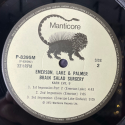 Винтажная виниловая пластинка LP Emerson, Lake and Palmer Brain Salad Surgery (Japan 1973) (Obi) Benny The Bouncer