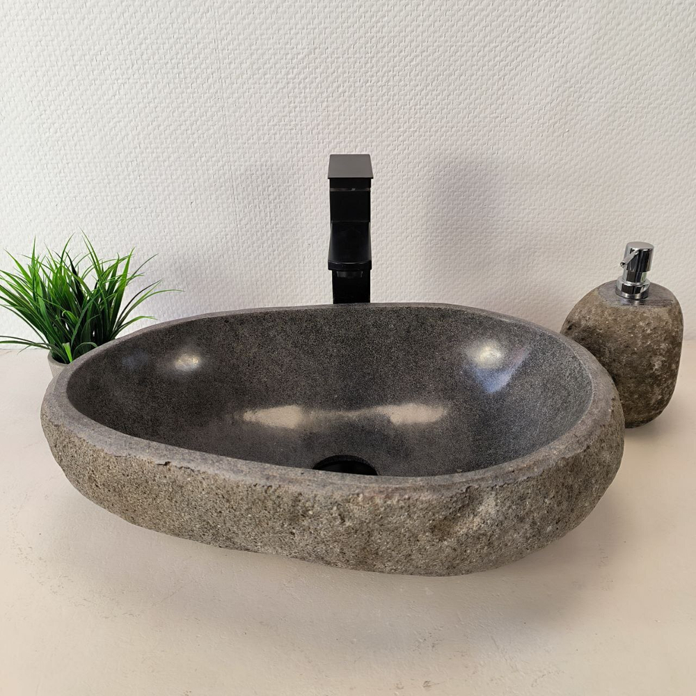 Раковина из речного камня RS-66015 51х33х15 из натурального камня