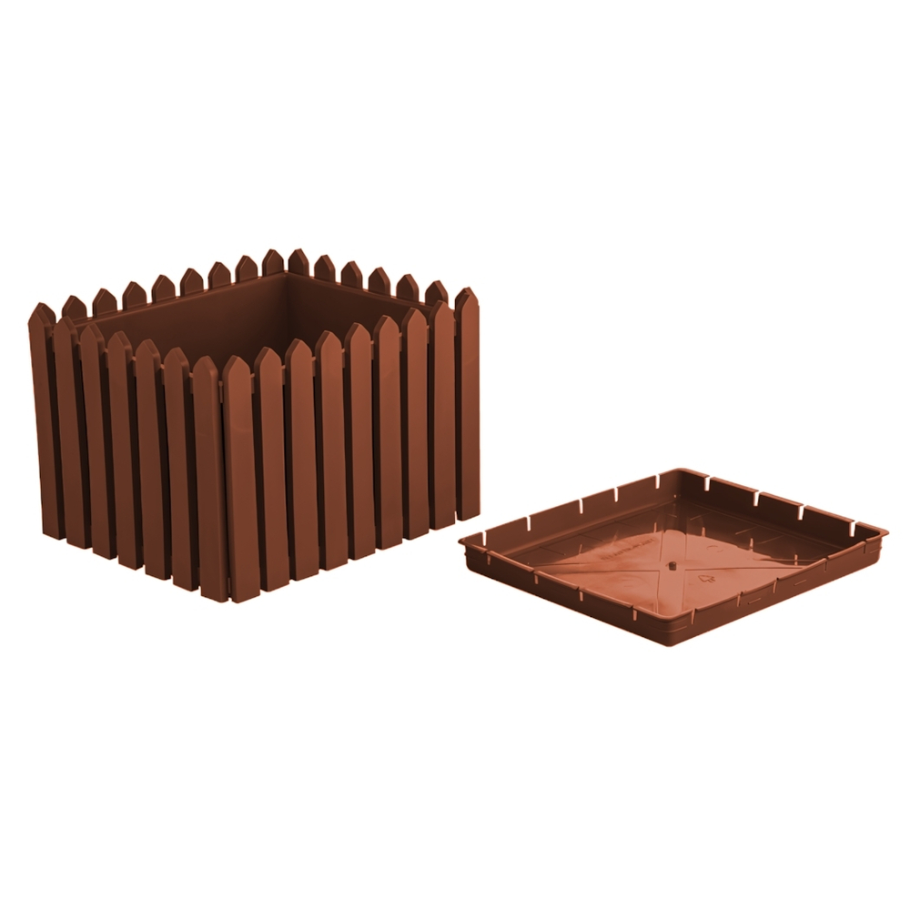 Кашпо квадратное большое "Лардо" с поддоном, 41*41*27 цвет коричневый