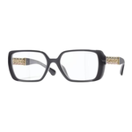 CHANEL Metal Acetate, Calfskin Square Functional Glasses Unisex Black