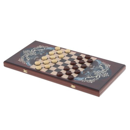 GAEM Игра настольная 2 в 1 ( шашки, нарды) "Волк вожак", L60 W60 H2 см