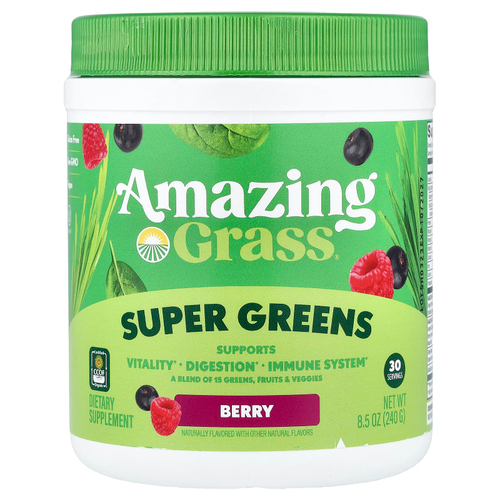 Amazing Grass, суперзелень, с ягодным вкусом, 240 г (8,5 унции)
