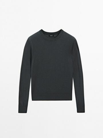 Massimo Dutti Свитер из смесового хлопка, свинцовый