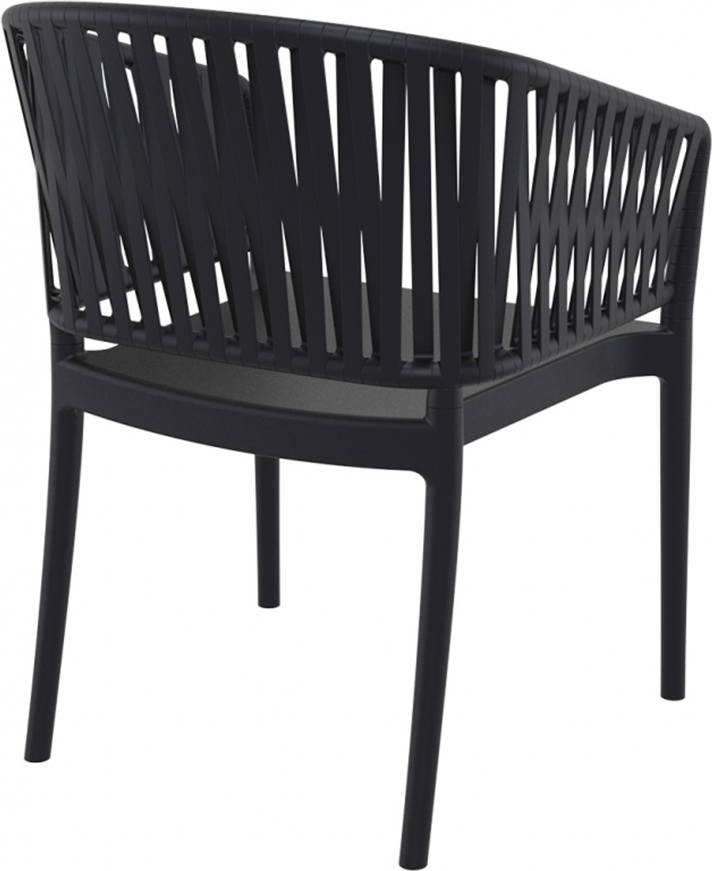 Кресло пластиковое с подушкой Siesta Contract Portofino, черный, темно-серый