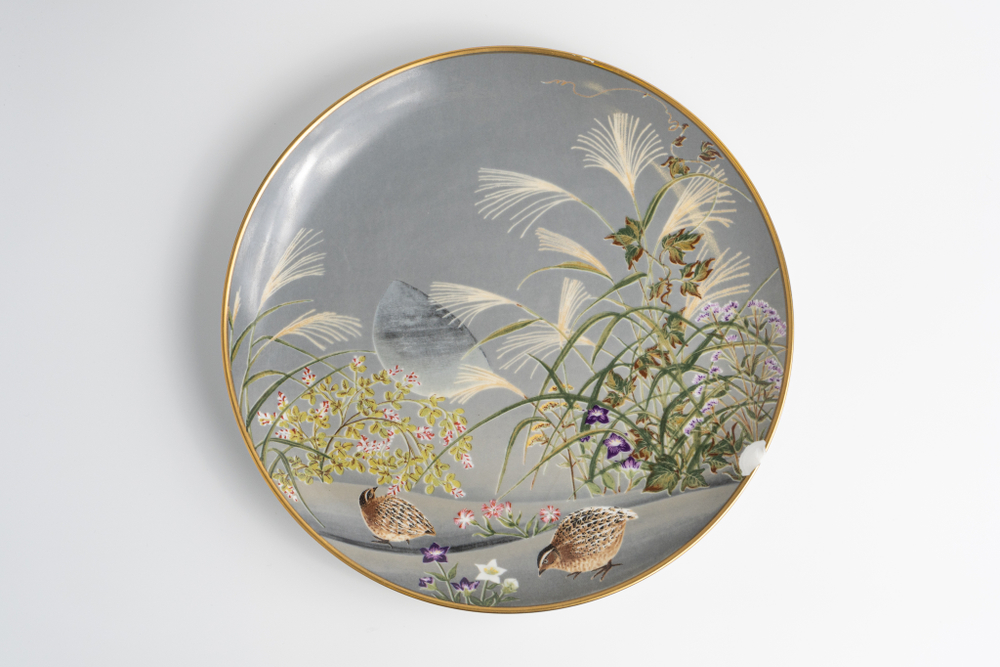 Коллекционная декоративная тарелка «Скворцы и полевые цветы» из серии «Птицы и растения Востока» (Birds and Flowers of the Orient)