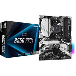 Материнская плата ASRock B550 Pro4 Socket AM4, AMD B550, 4xDDR4, PCI-E 4.0, 4xUSB 3.2 Gen1, USB 3.2 Gen2, USB 3.2 Gen2 Type-C, VGA, HDMI, подсветка, ATX